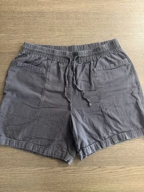 Gloria Vanderbilt Linen Blend Shorts Size XL Grayish Blue Drawstring